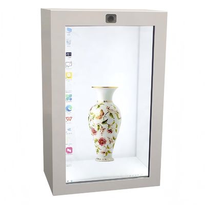 Aluminum Alloy Android OS See Through Transparent Lcd Touch Screen Cabinet WiFi Connectivity