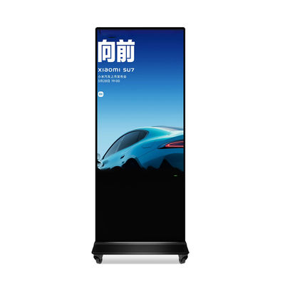 8 Array Mic 75 Inch Vertical Interactive Totem LCD Digital Signage Android Operating System